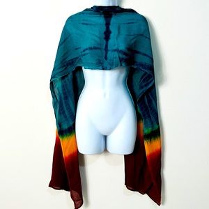 Beautiful Vintage Tie Dye Ombre Colorblock Scarf